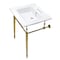 Fauceture KVPB25227W4BB 25-Inch Console Sink with Brass Legs (4-Inch, 3 Hole), White/Brushed Brass KVPB25227W4BB - alternate 1